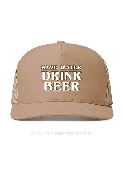 Save Water Drink Beer Y2K Trucker Mesh Hat Cherrykitten