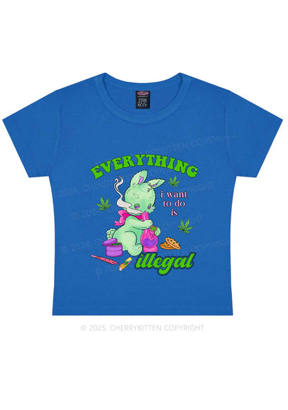 Everything Is Illegal Bunny Y2K Baby Tee Cherrykitten