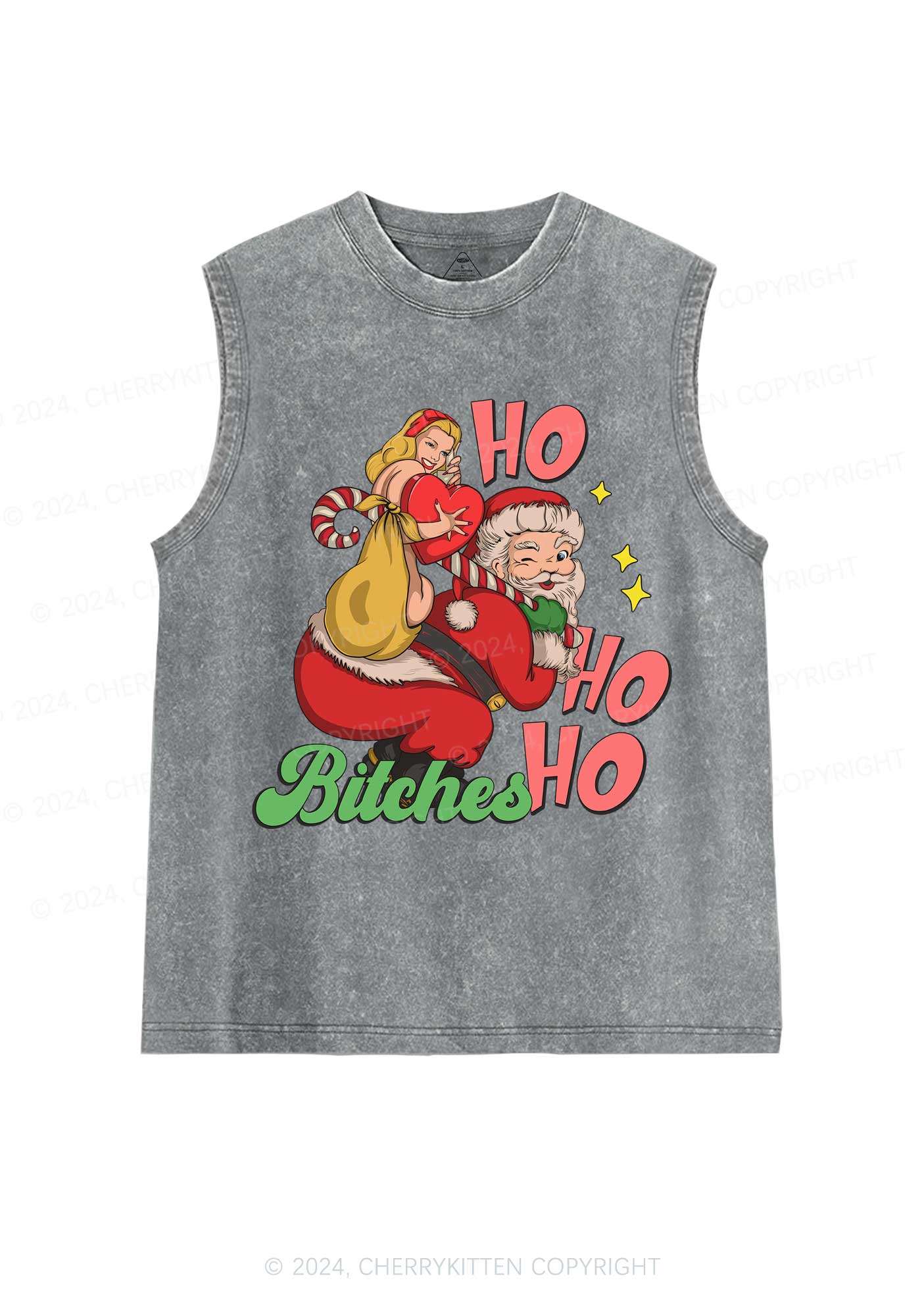 Christmas Ho Ho Ho Bxxches Y2K Washed Tank Cherrykitten