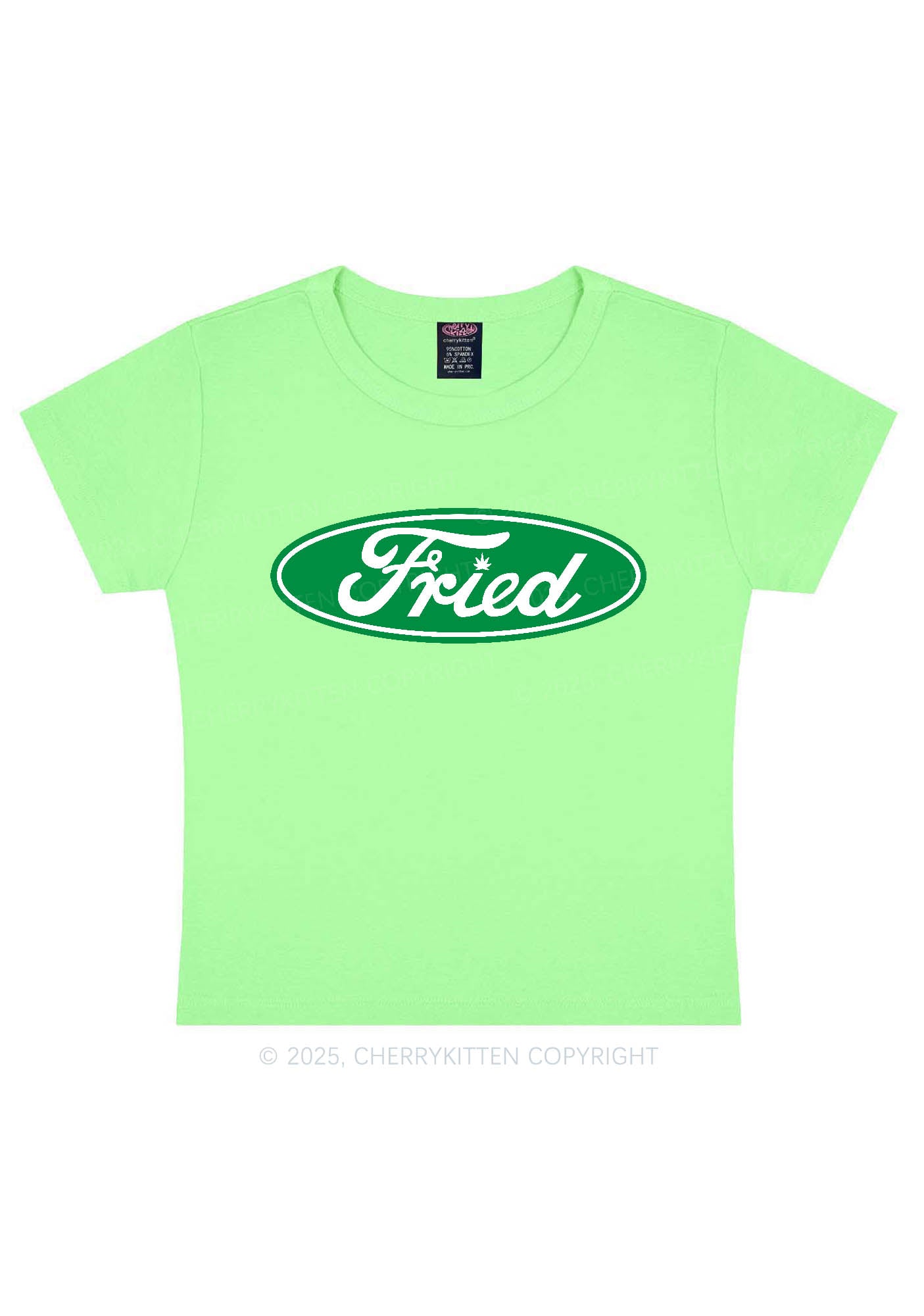 Green Fried Y2K Baby Tee Cherrykitten