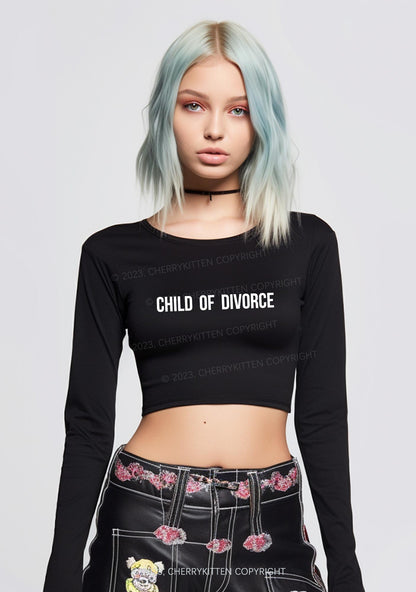 Child Of Divorce Long Sleeve Crop Top Cherrykitten