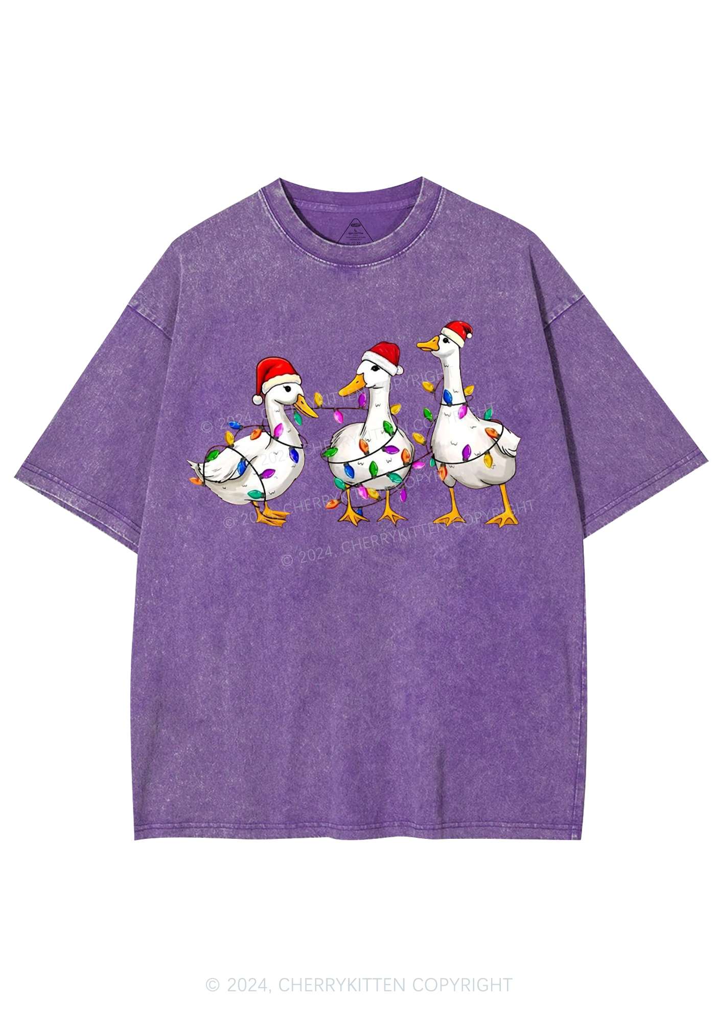 Christmas Santa Duck Y2K Washed Tee Cherrykitten