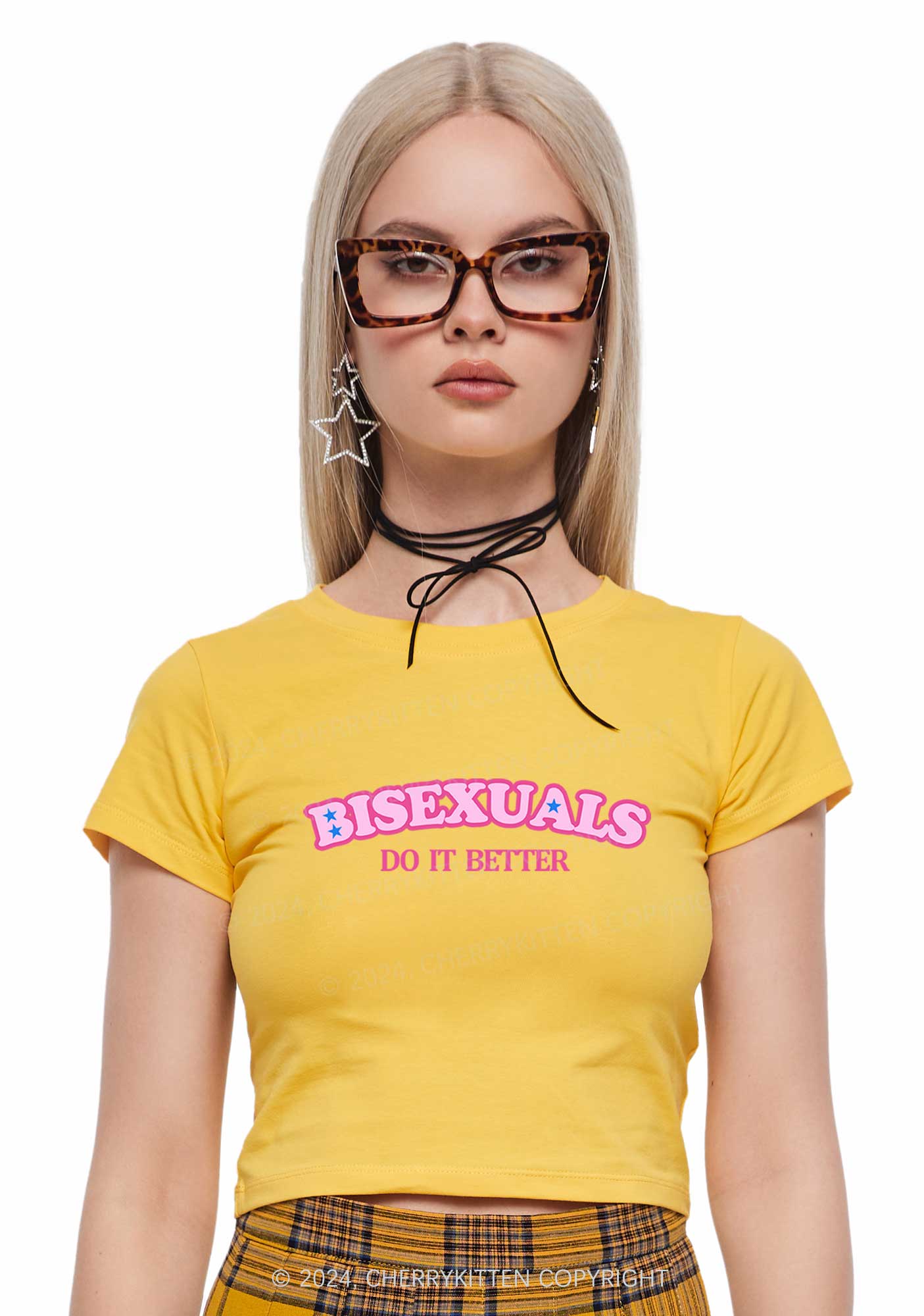 Bisexuals Do It Better Y2K Baby Tee Cherrykitten