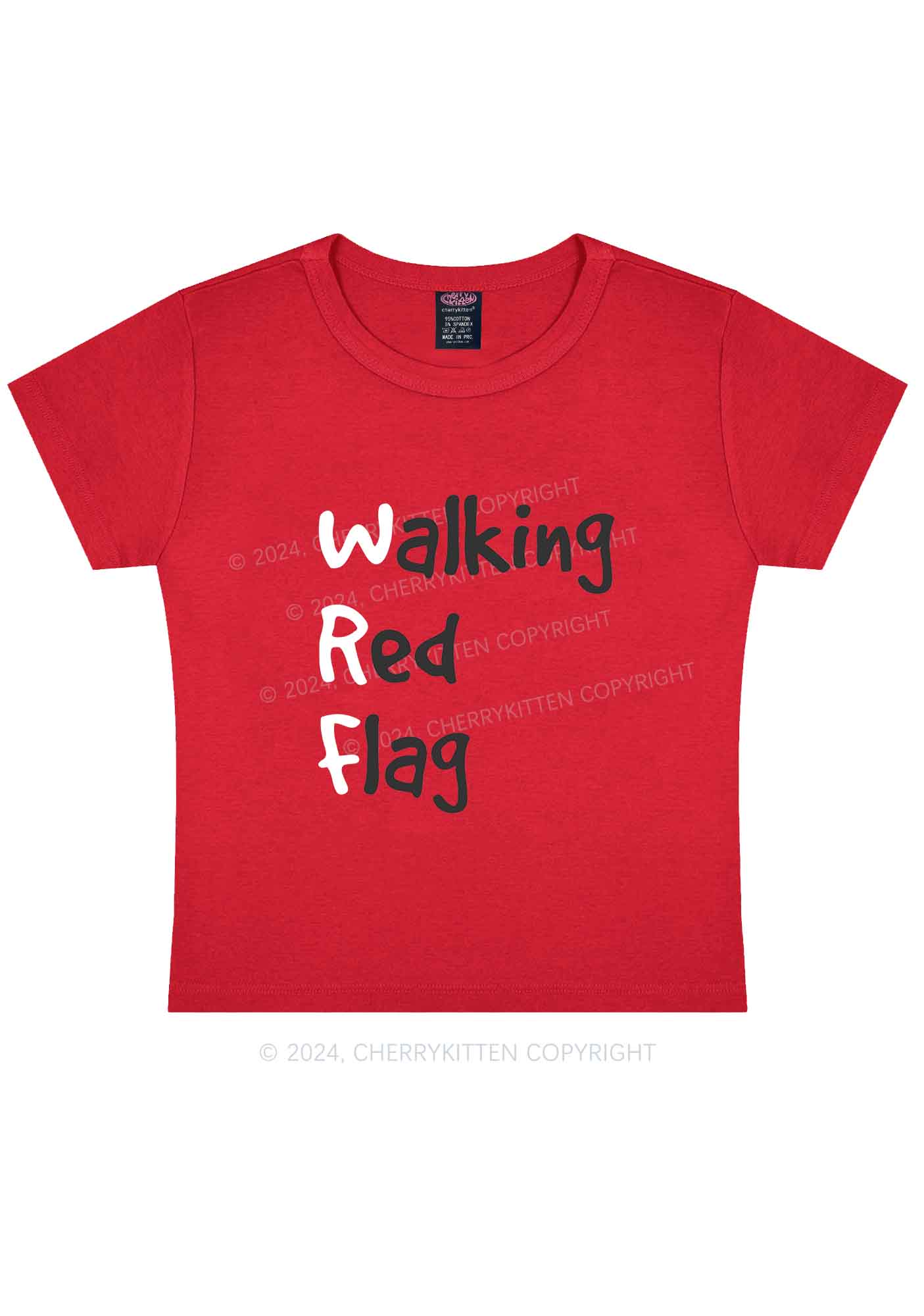 Walking Red Flag Y2K Baby Tee Cherrykitten