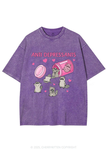 Anti Depressants Raccoon Y2K Washed Tee Cherrykitten