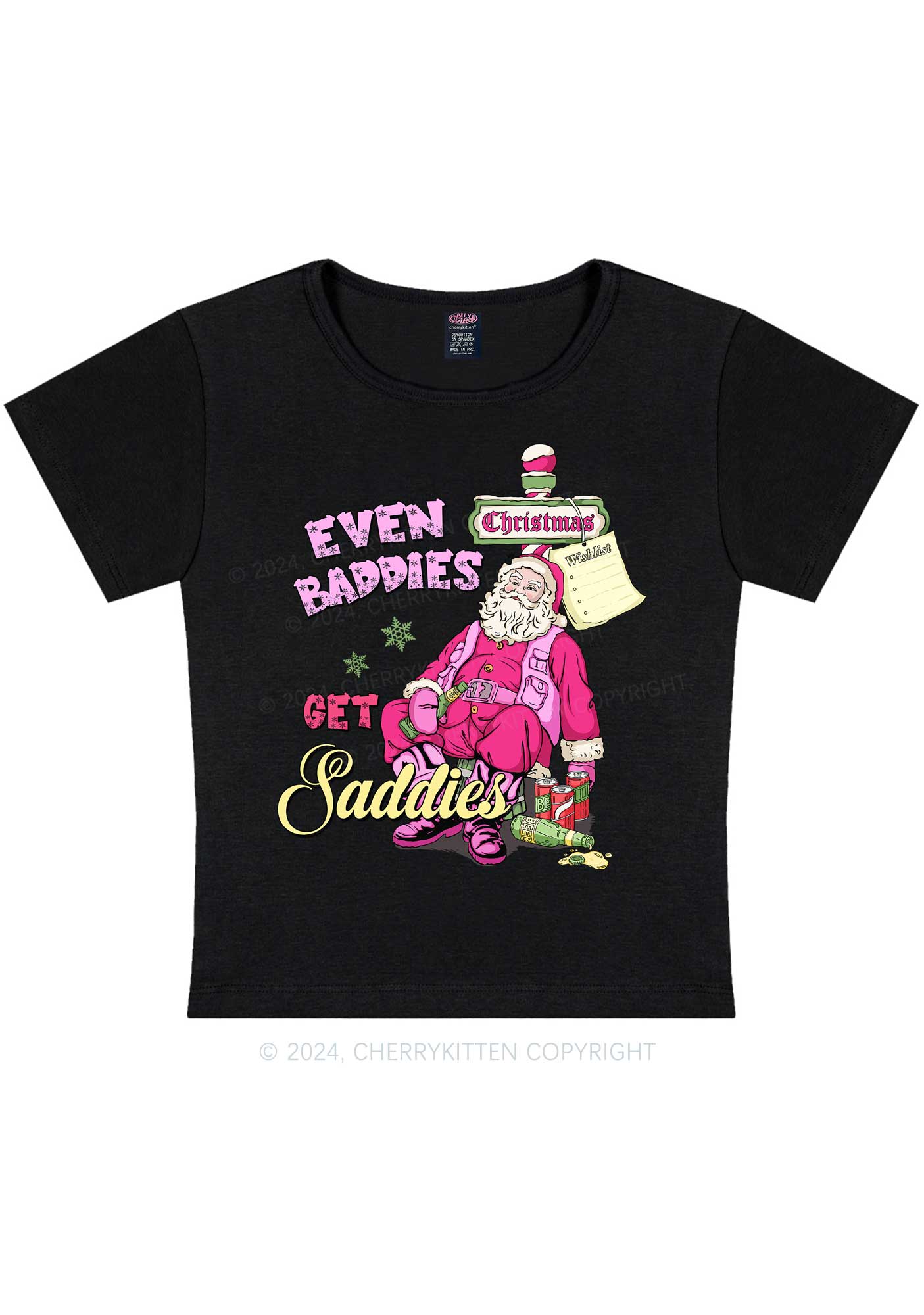 Christmas Baddies Santa Y2K Baby Tee Cherrykitten