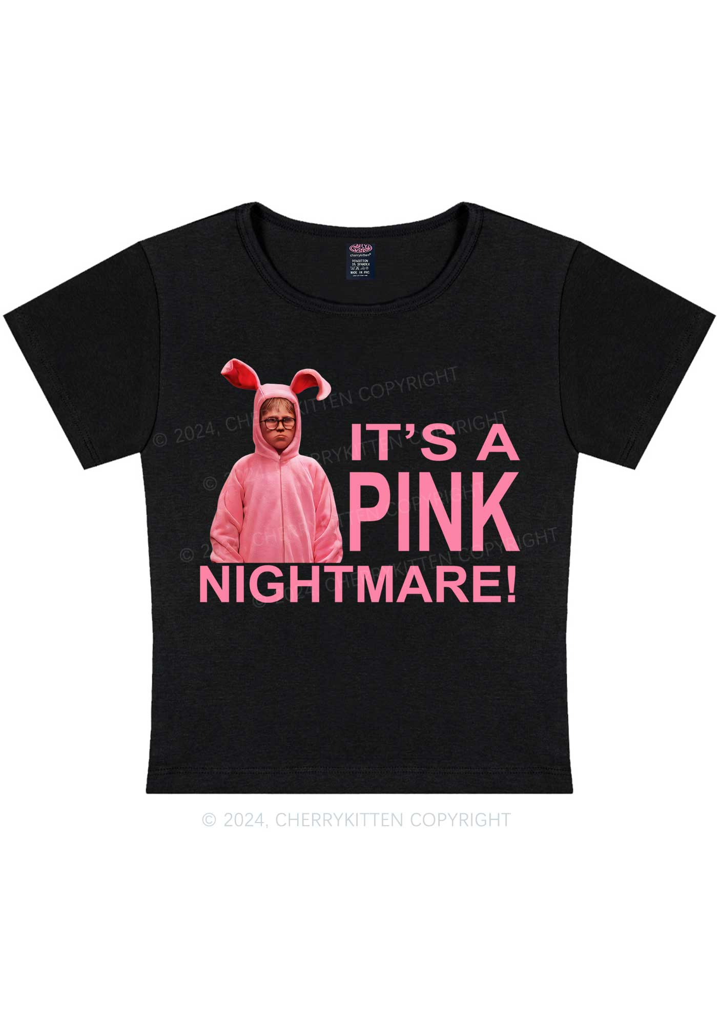 Christmas Pink Nightmare Y2K Baby Tee Cherrykitten