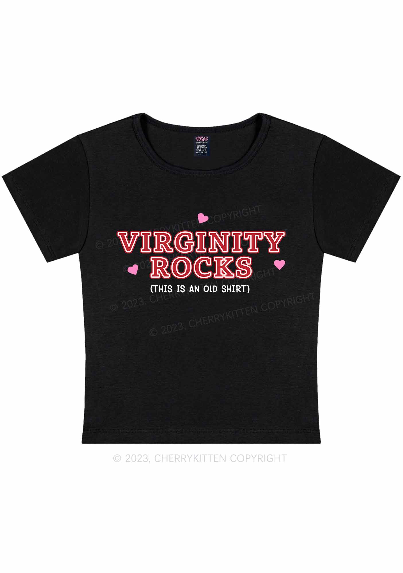 Curvy Virginity Rocks Y2K Baby Tee Cherrykitten