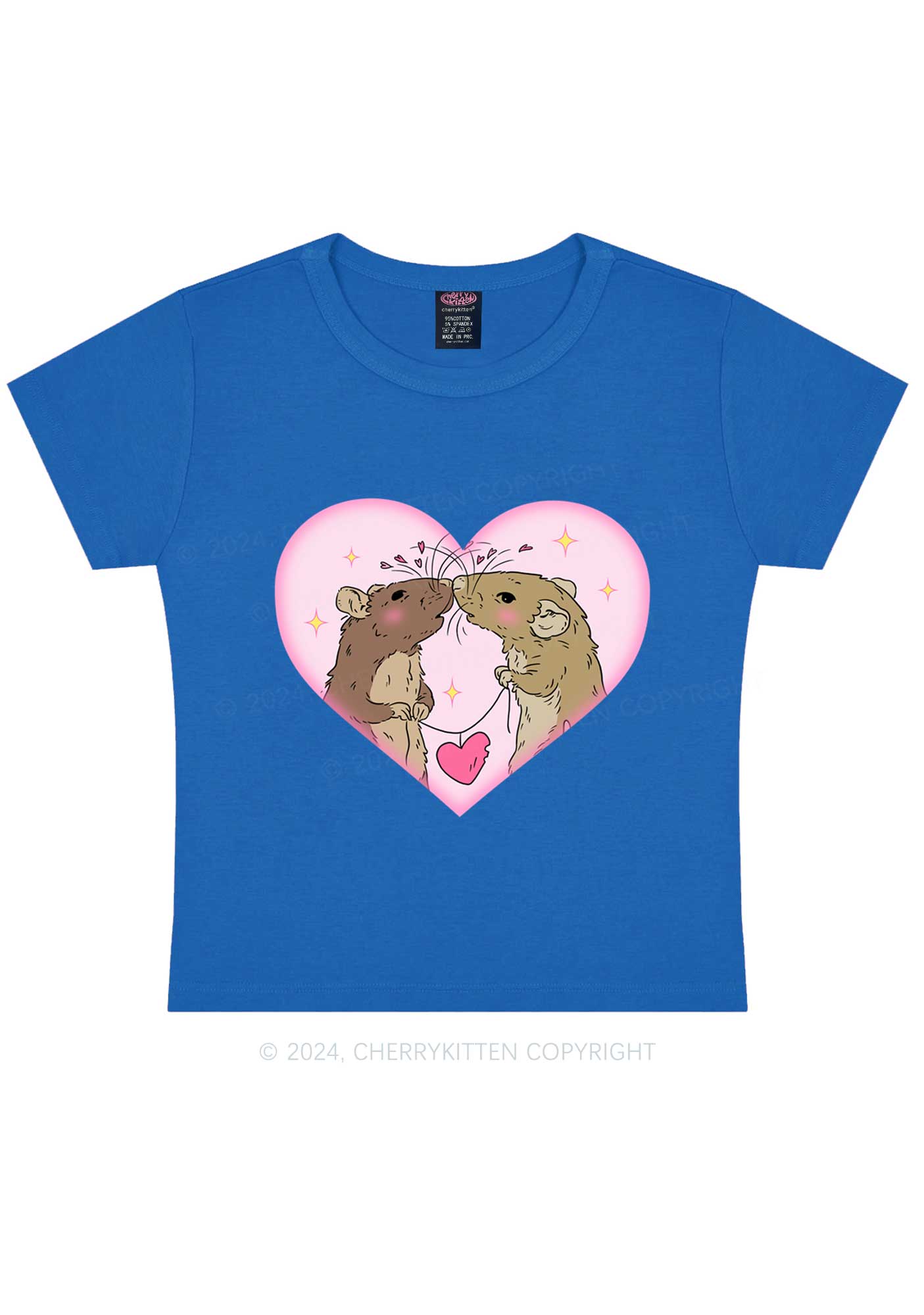 Two Rats Kiss Y2K Valentine's Day Baby Tee Cherrykitten