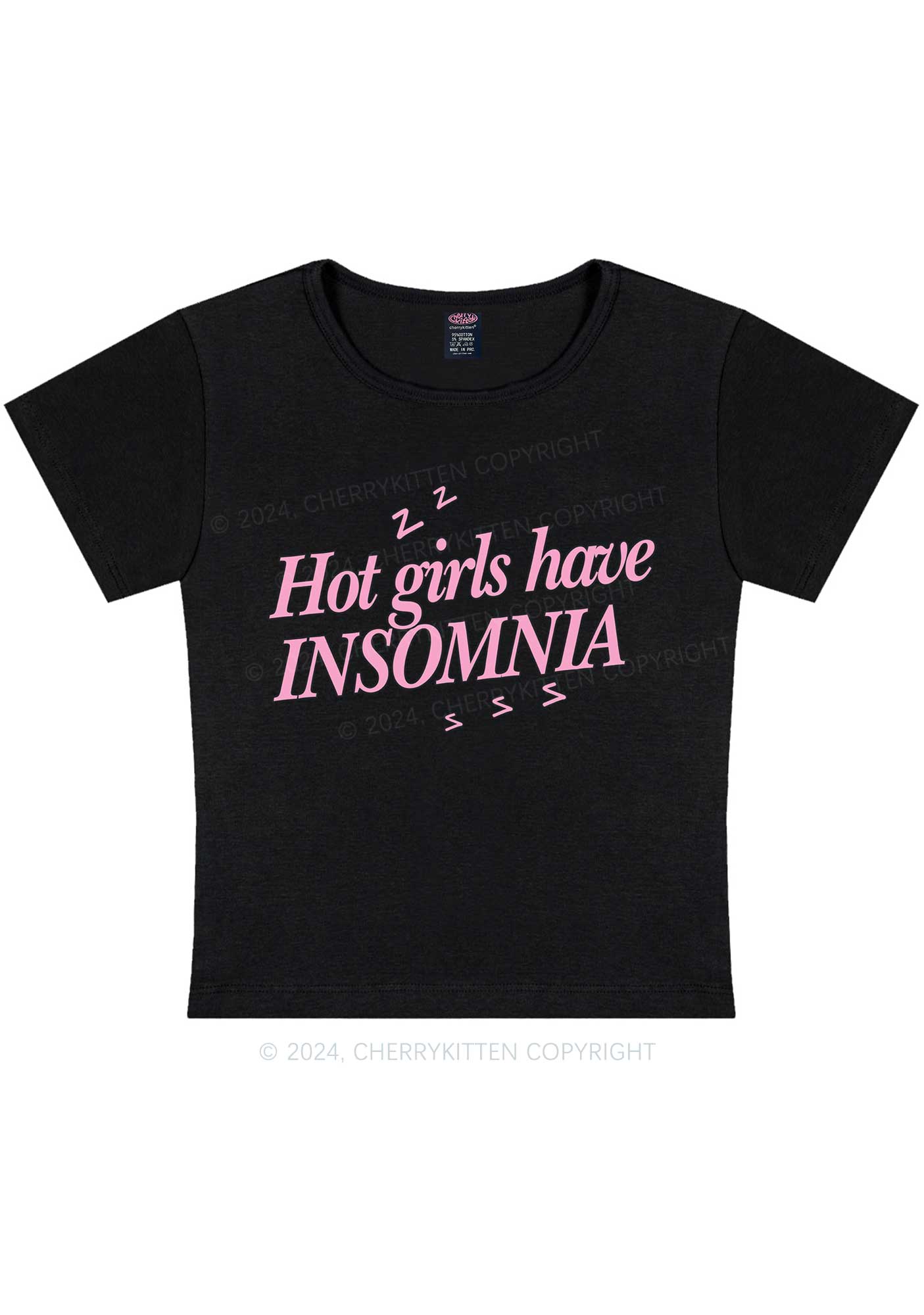 Hot Girls Have Insomnia Y2K Baby Tee Cherrykitten