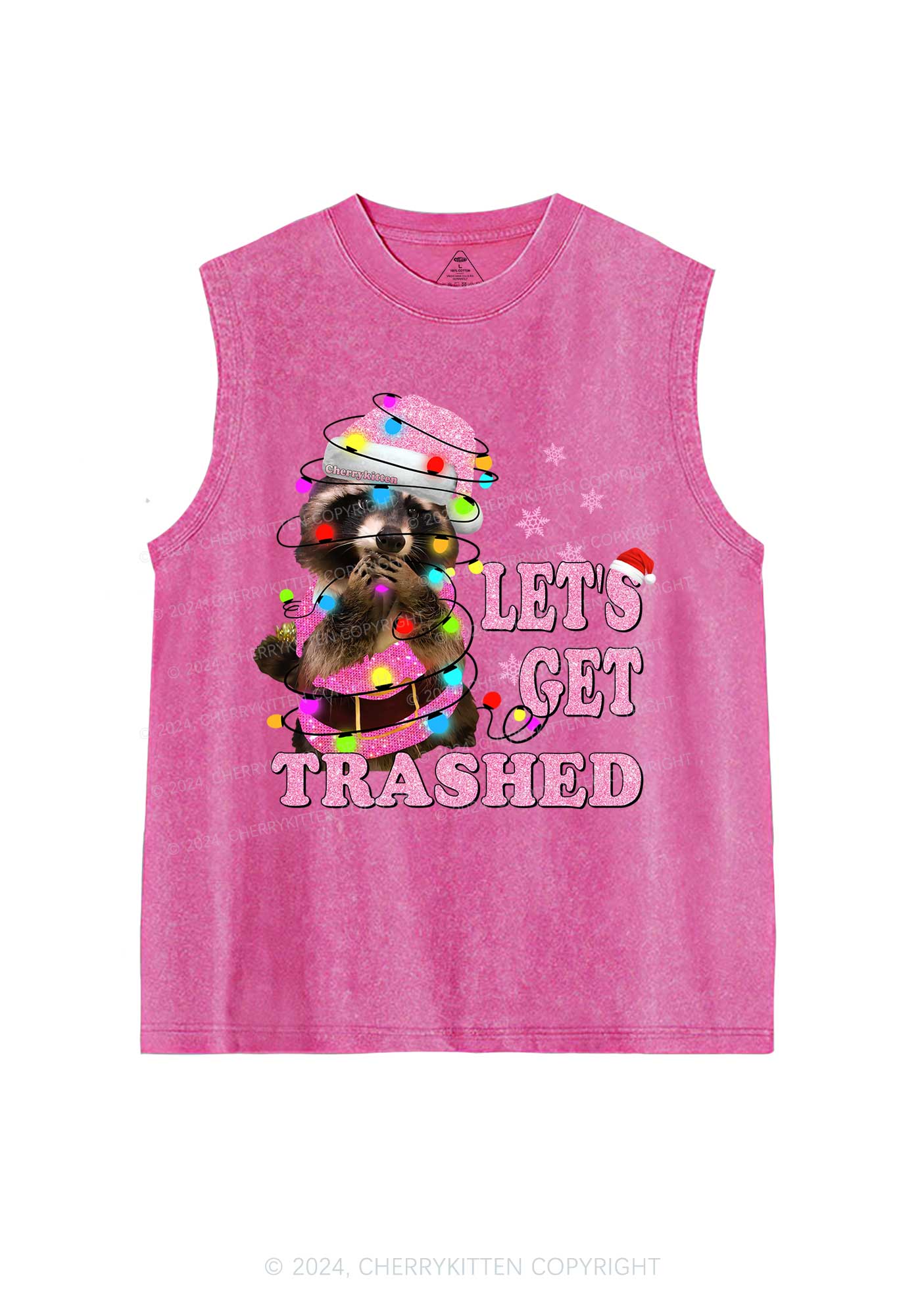 Christmas Let's Get Trashed Y2K Washed Tank Cherrykitten