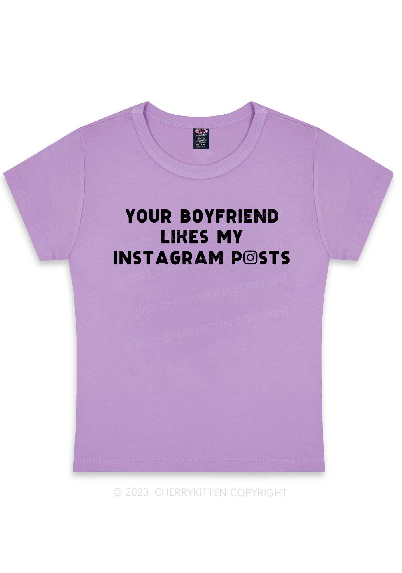 Curvy Your BF Likes My Posts Y2K Baby Tee Cherrykitten