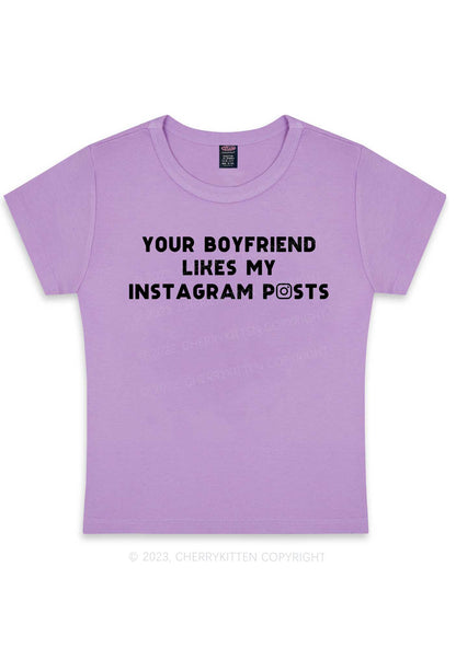 Curvy Your BF Likes My Posts Y2K Baby Tee Cherrykitten