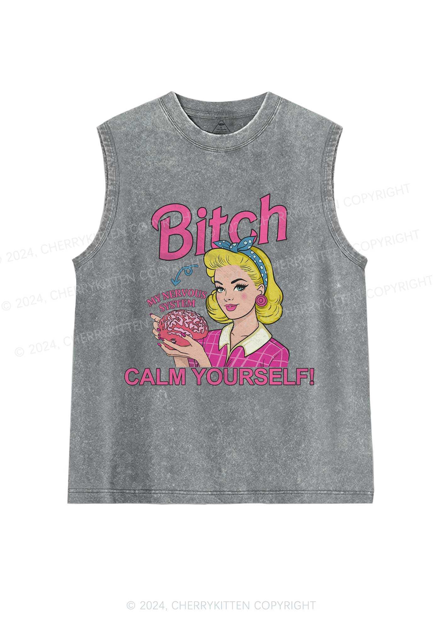 Bxxch Calm Yourself Y2K Washed Tank Cherrykitten