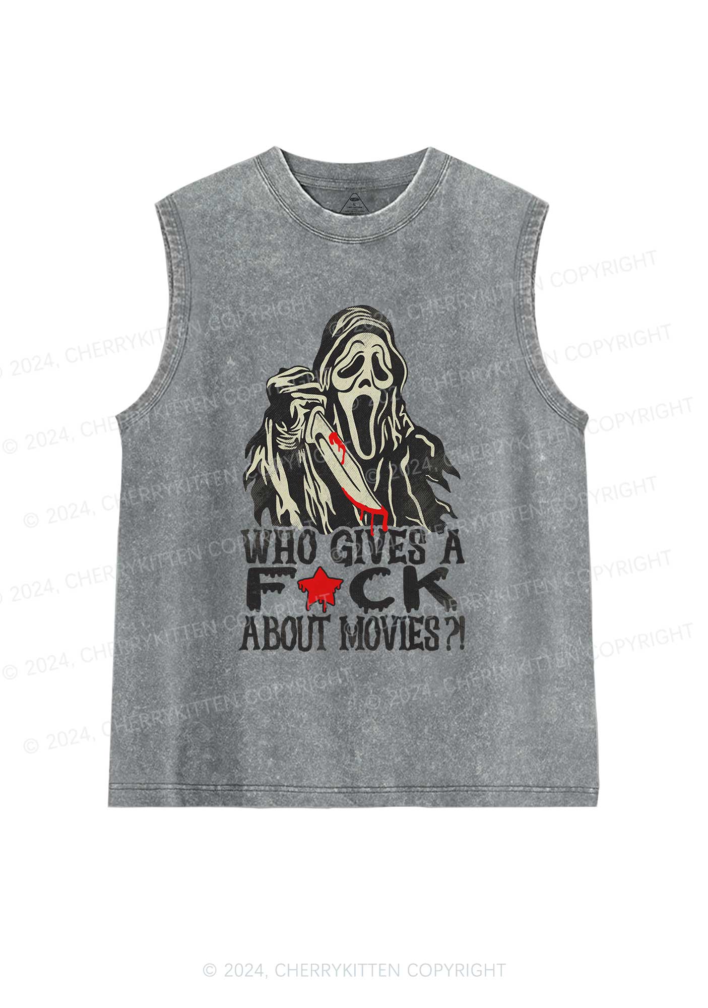 Halloween Fxxk Movies Y2K Washed Tank Cherrykitten