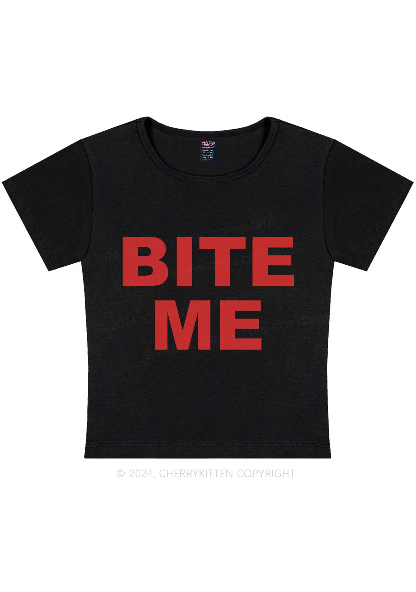 Bite Me Y2K Baby Tee Cherrykitten