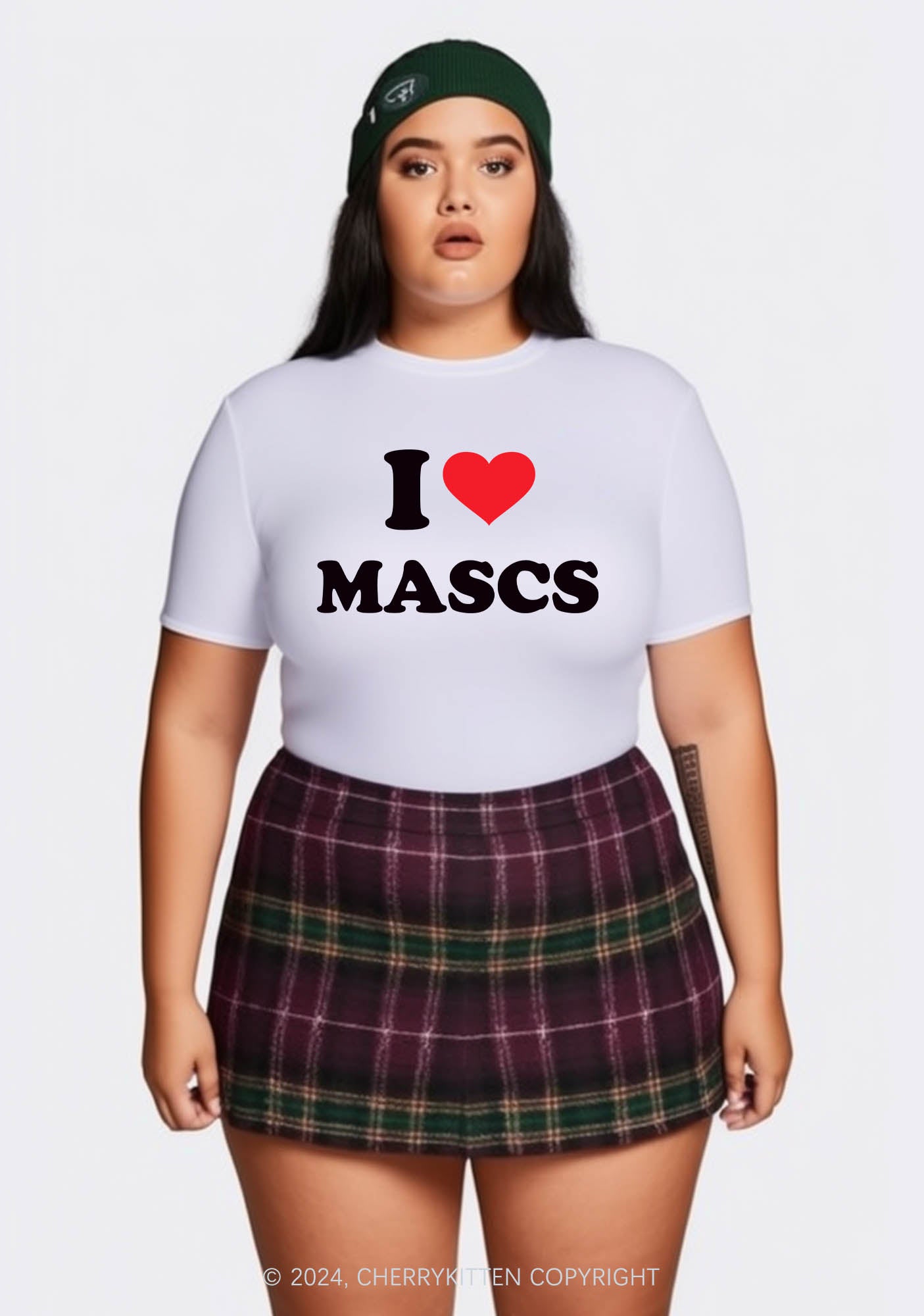 Curvy I Love Mascs Y2K Baby Tee Cherrykitten