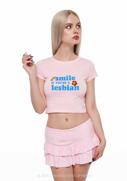 Lesbian Smile Y2K Baby Tee Cherrykitten