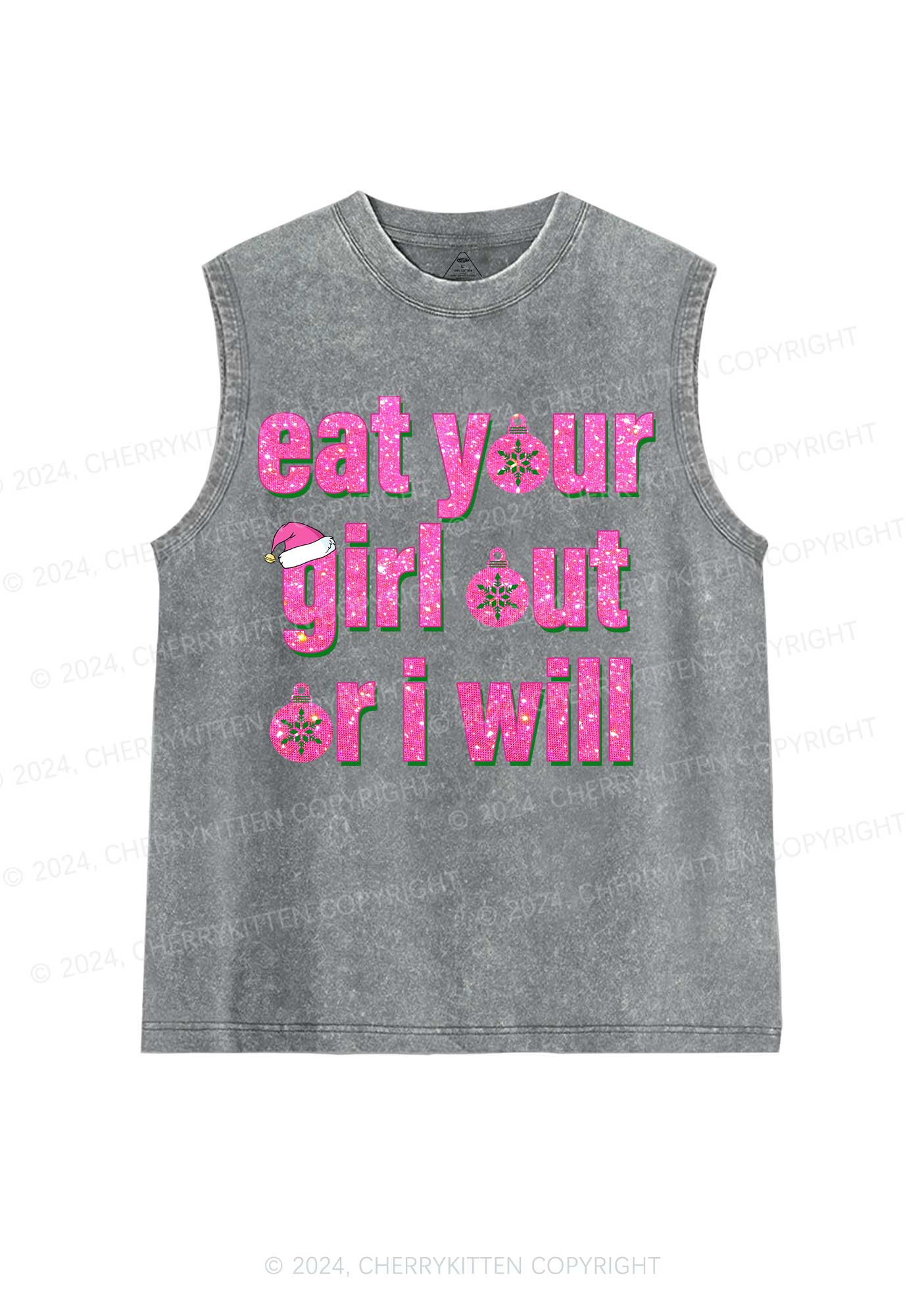 Christmas Eat Your Girl Y2K Washed Tank Cherrykitten