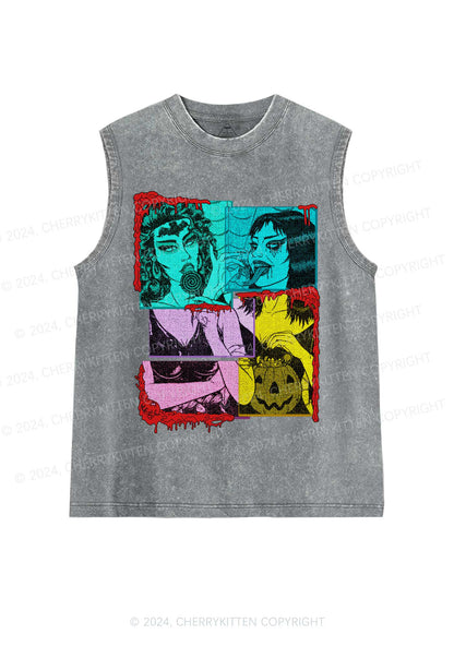 Halloween Devil Lick Y2K Washed Tank Cherrykitten