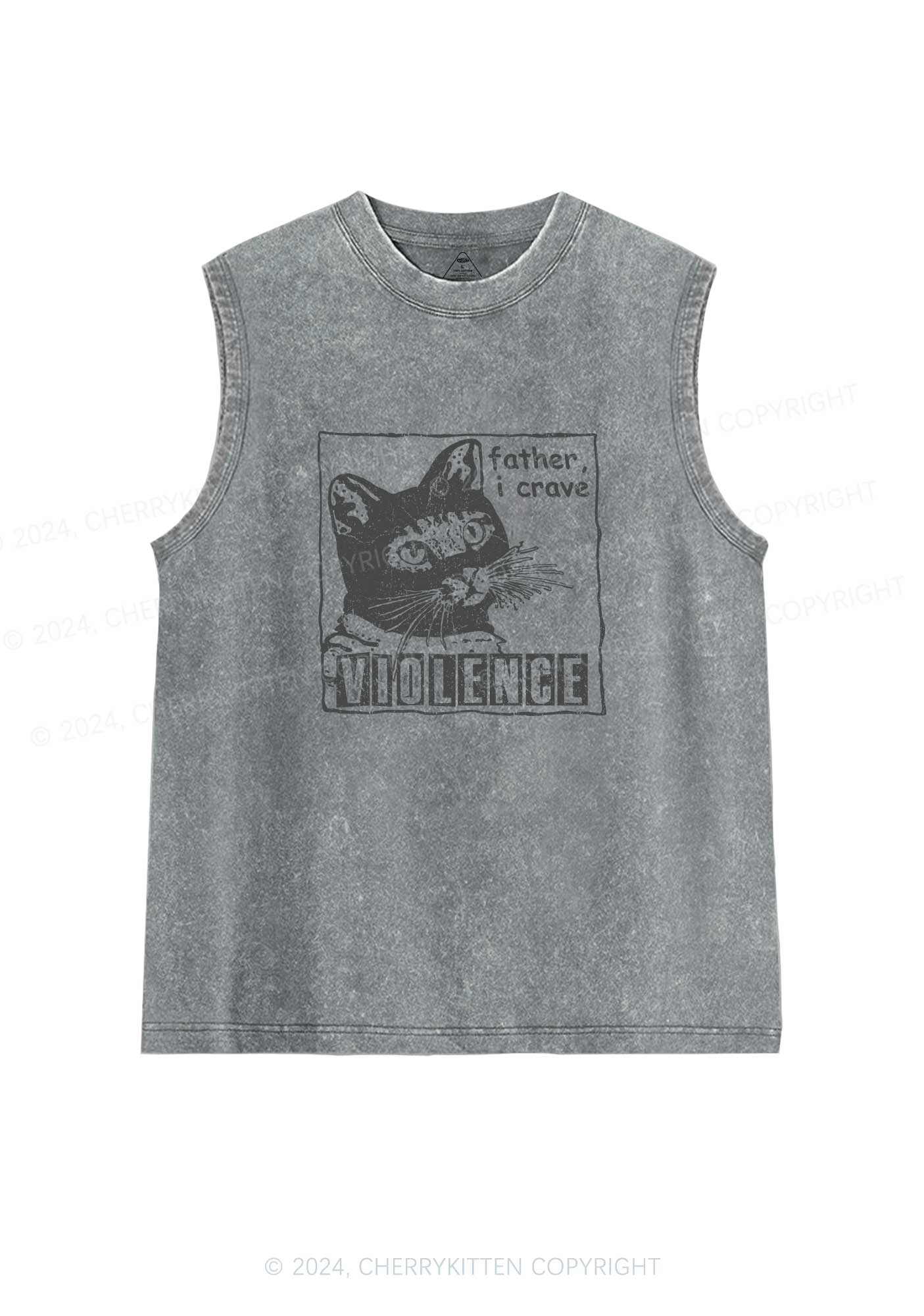 Father I Crave Violence Y2K Washed Tank Cherrykitten