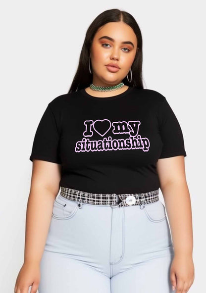 Curvy I Love My Situationship Y2K Baby Tee Cherrykitten