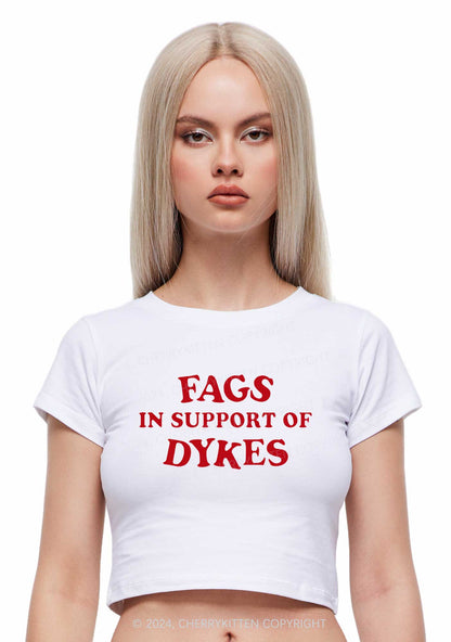 Fags Dykes Y2K Baby Tee Cherrykitten