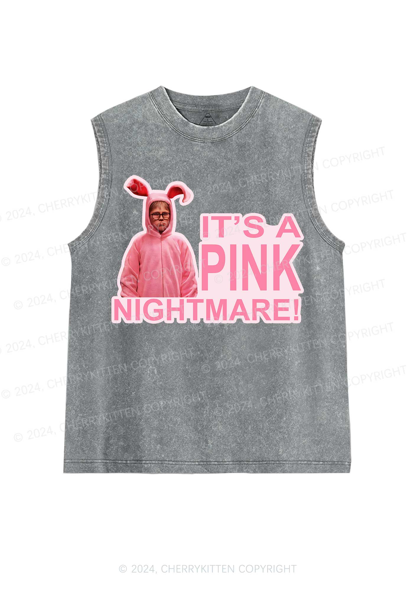 Christmas Pink Nightmare Y2K Washed Tank Cherrykitten