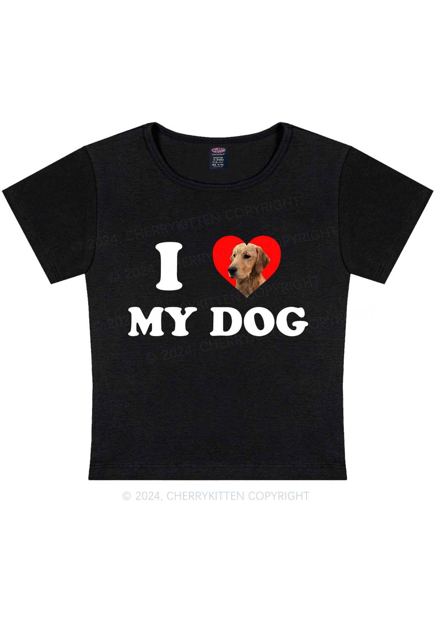 I Love My Dog Custom Photo Y2K Baby Tee Cherrykitten