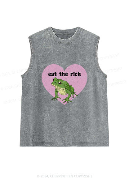 Eat The Rich Frog Y2K Washed Tank Cherrykitten