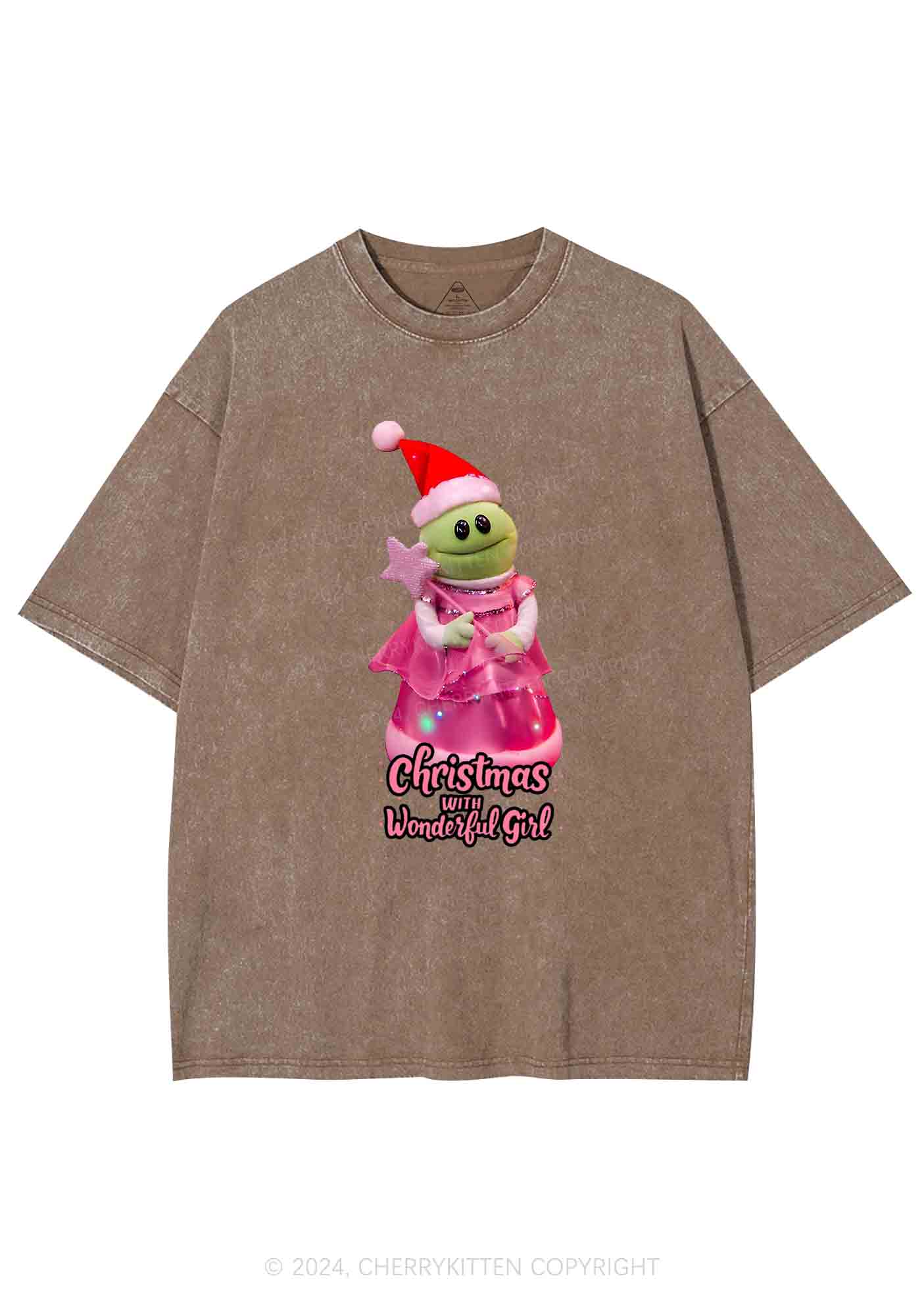 Christmas Wonderful Girl Y2K Washed Tee Cherrykitten