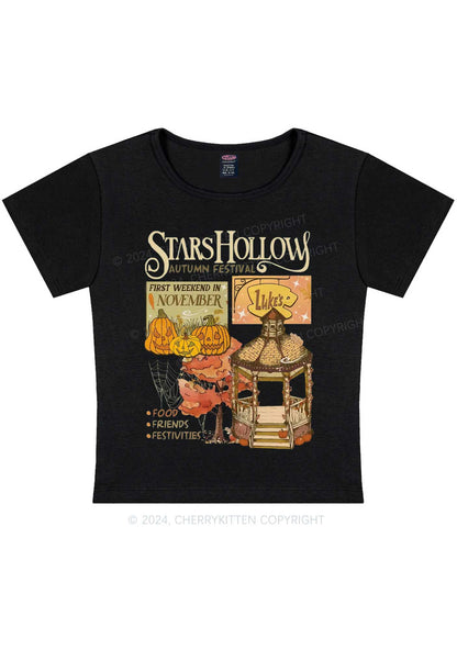 Halloween Stars Hollow Y2K Baby Tee Cherrykitten