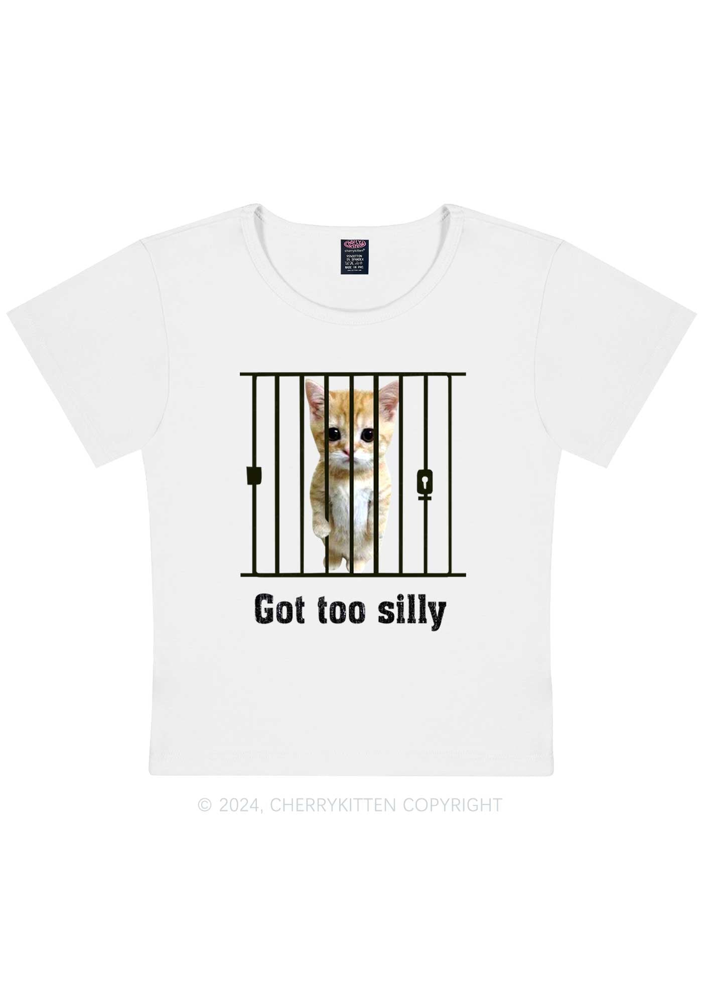 Got Too Silly Cat Y2K Baby Tee Cherrykitten