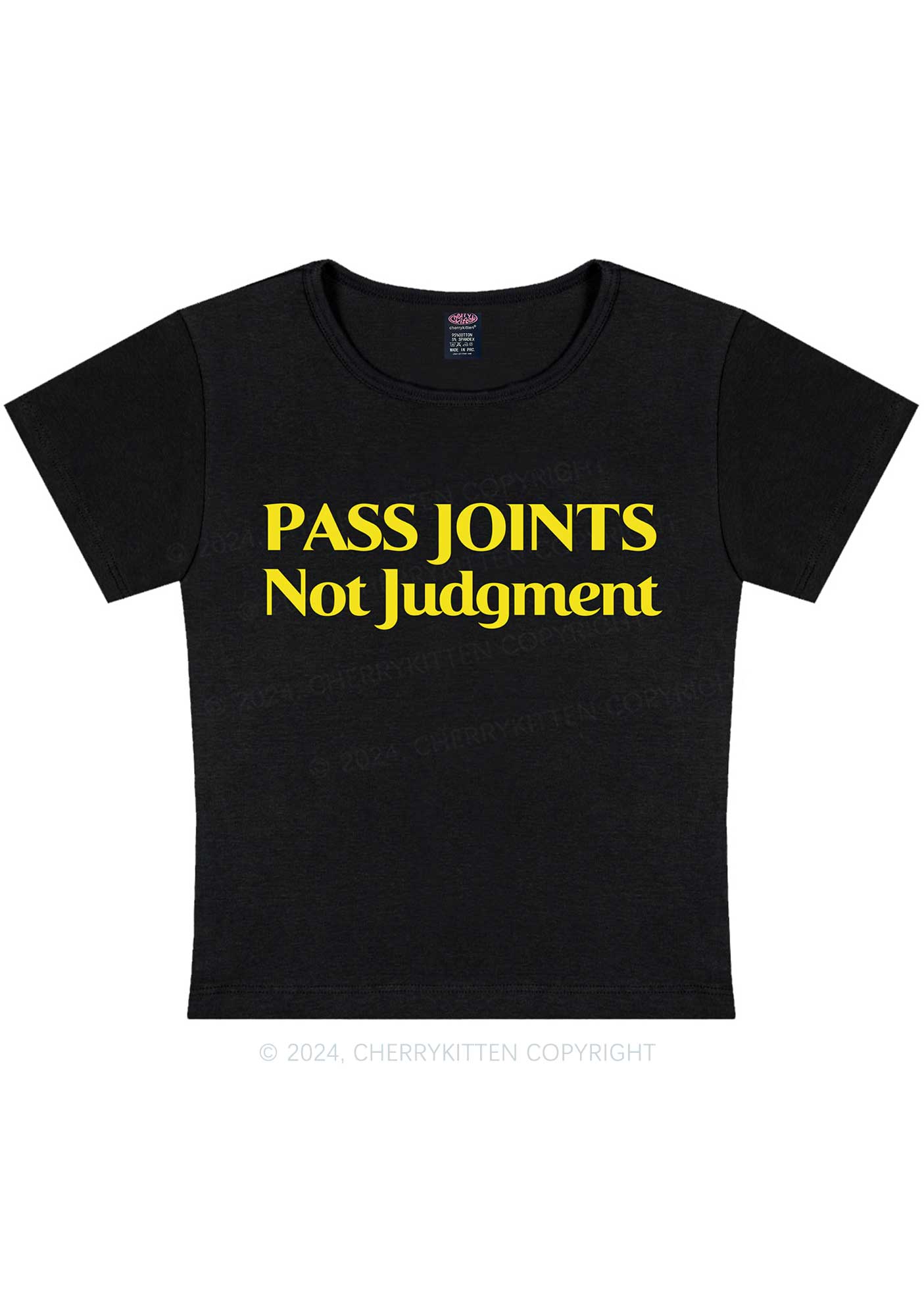 Pass Joints Not Judgment Y2K Baby Tee Cherrykitten