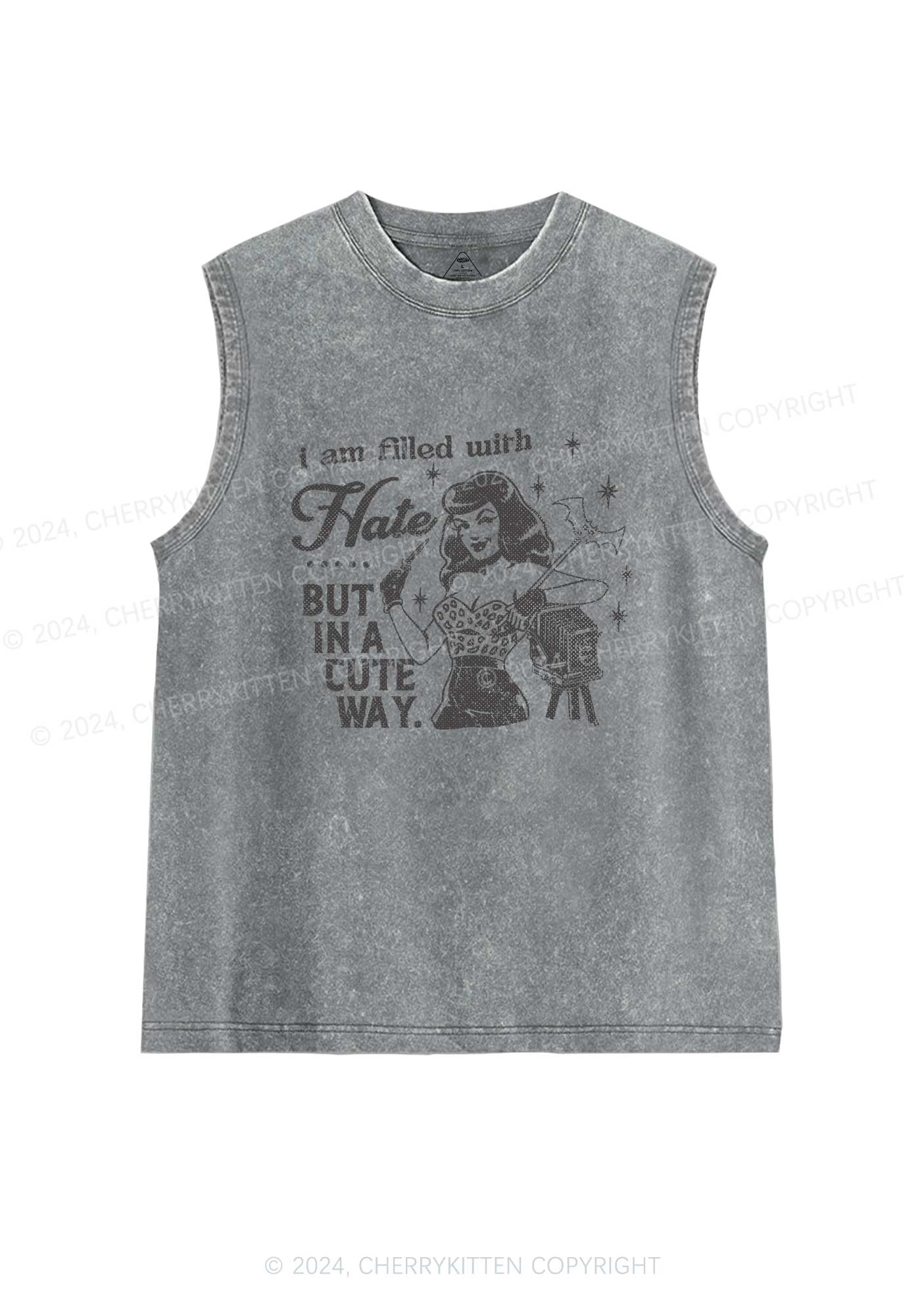 Hate In A Cute Way Y2K Washed Tank Cherrykitten