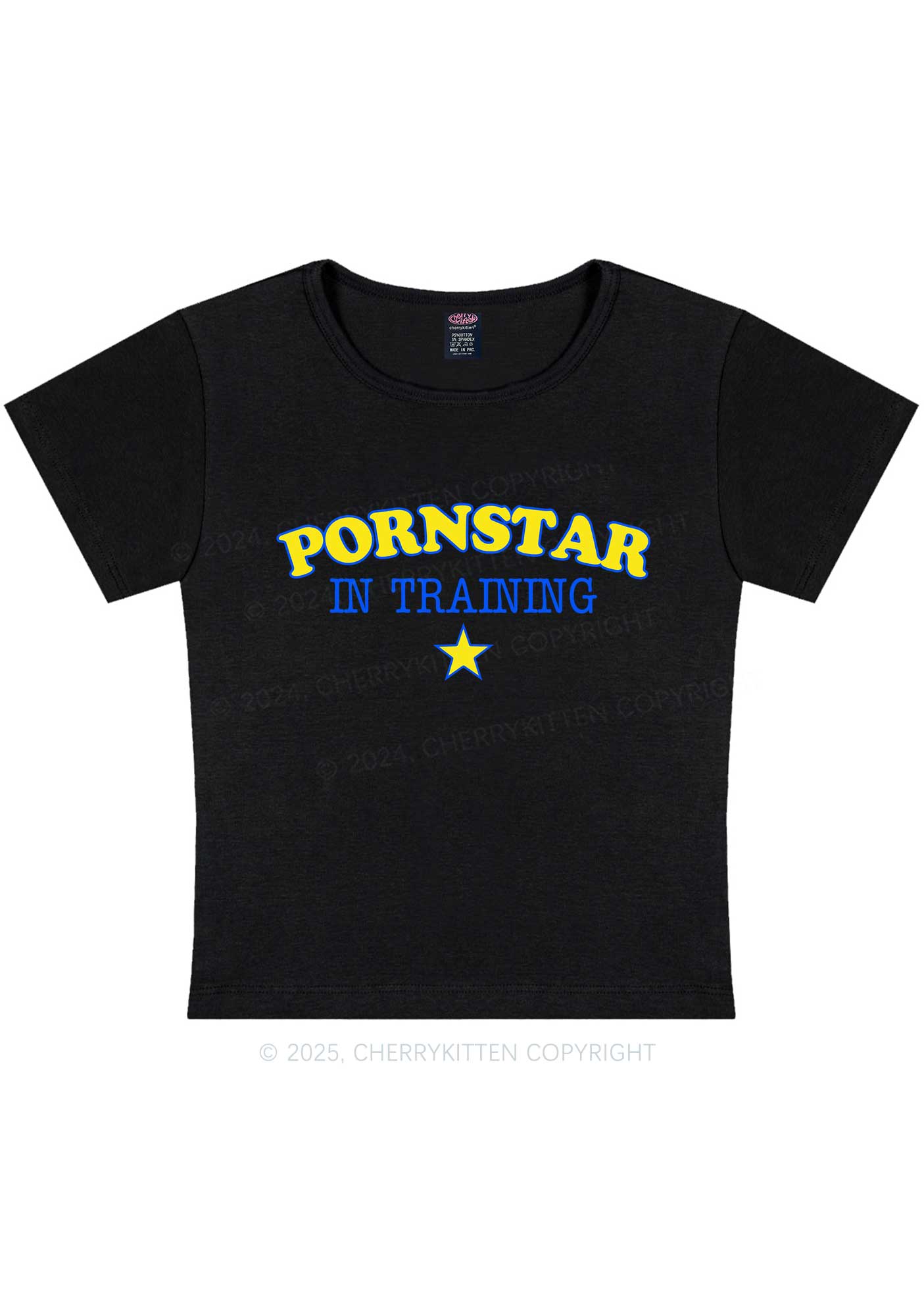 Pxrnstar In Training Y2K Baby Tee Cherrykitten