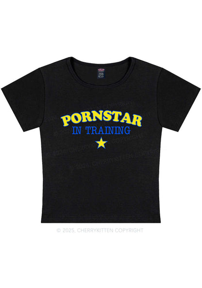 Pxrnstar In Training Y2K Baby Tee Cherrykitten