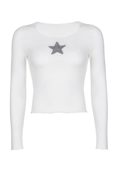 Stars Crew Neck Long Sleeve Casual Hot Girl Top Cherrykitten