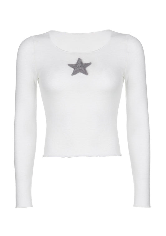 Stars Crew Neck Long Sleeve Casual Hot Girl Top Cherrykitten