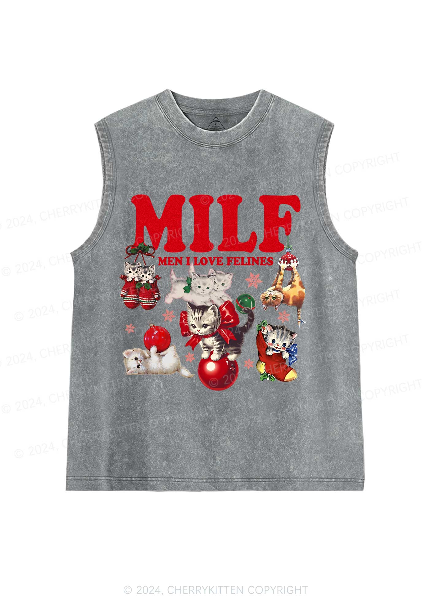 Christmas Cat Mxxf Y2K Washed Tank Cherrykitten