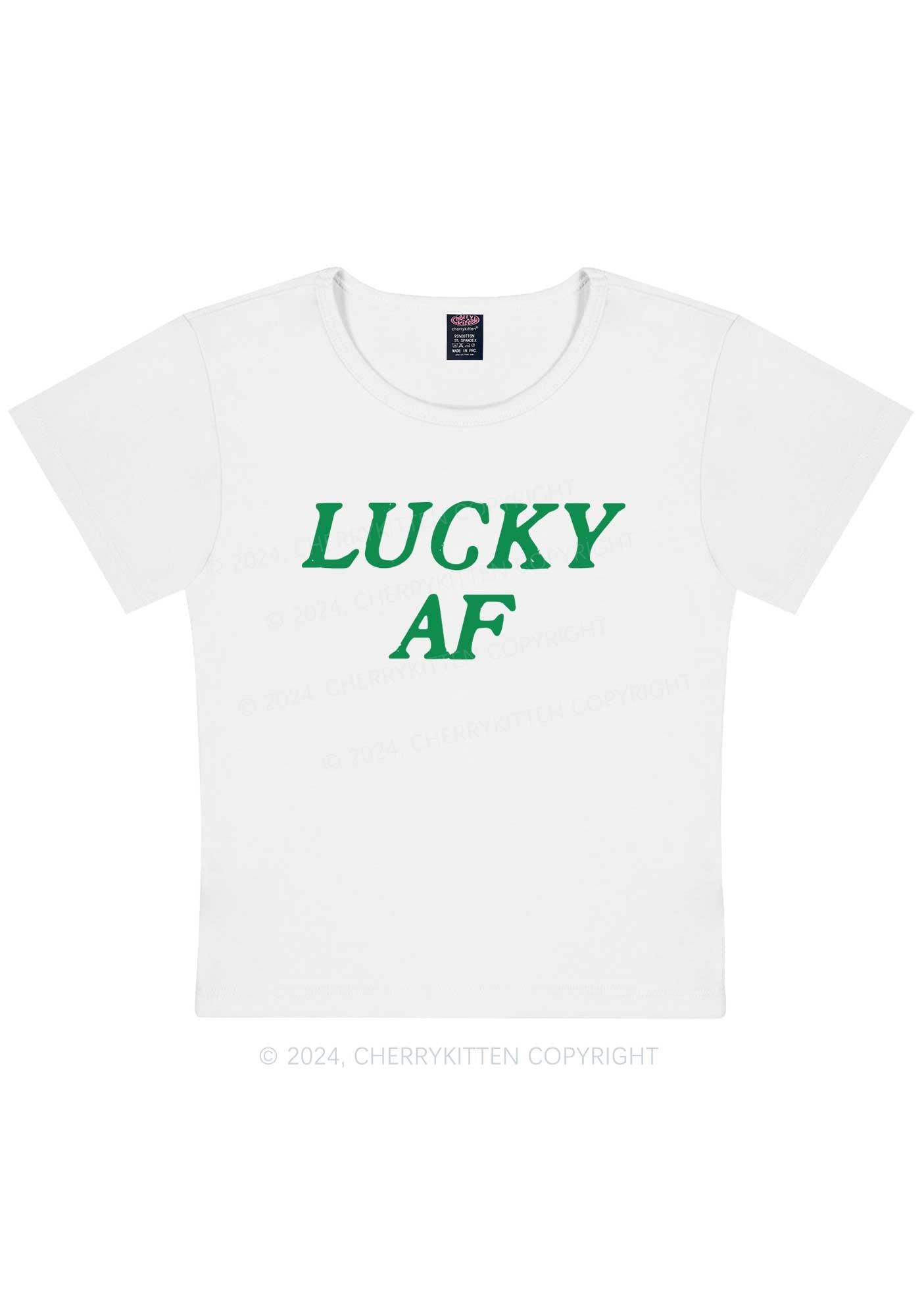 Lucky AF St Patricks Y2K Baby Tee Cherrykitten