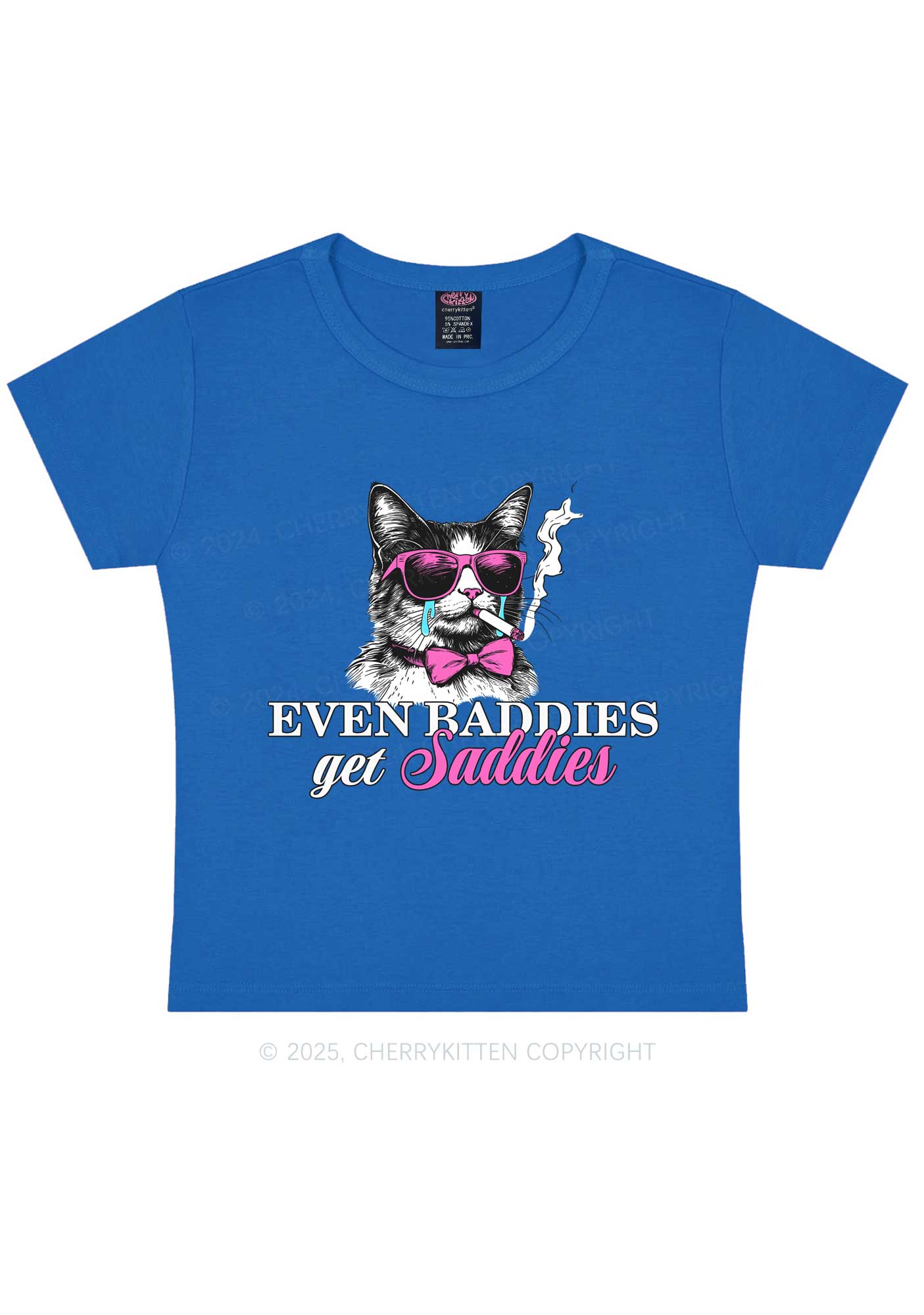 Baddies Cat Get Saddies Y2K Baby Tee Cherrykitten