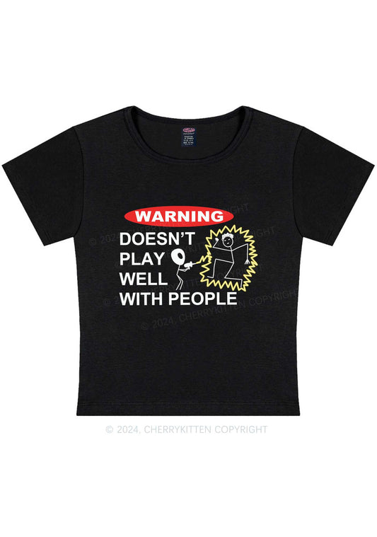 Play Warning Y2K Baby Tee Cherrykitten