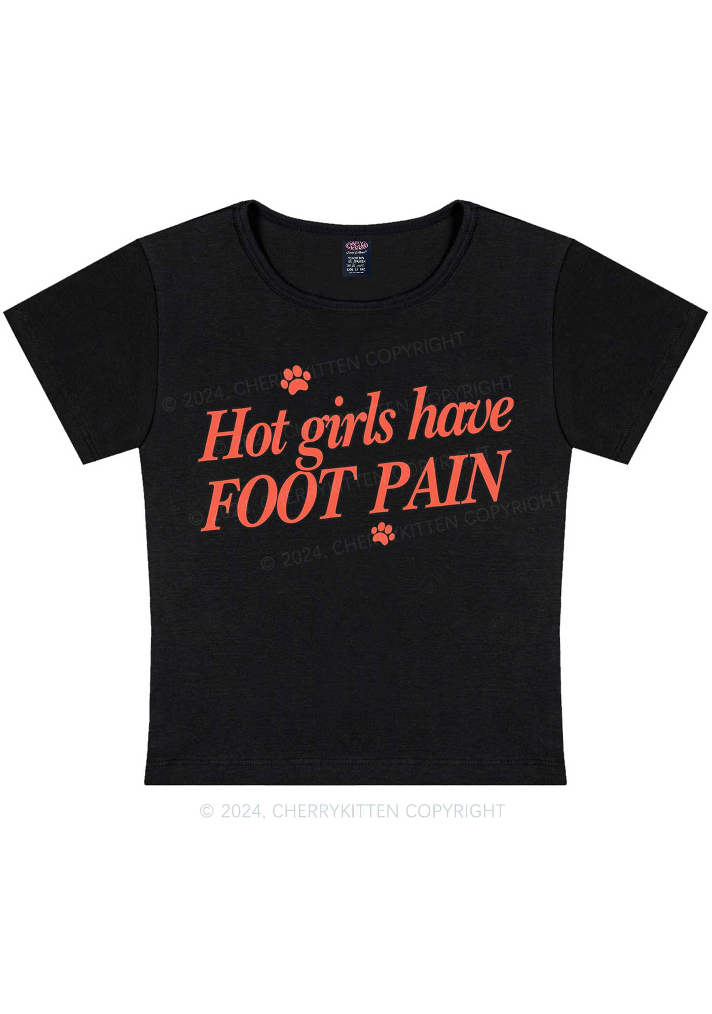 Hot Girls Have Foot Pain Y2K Baby Tee Cherrykitten