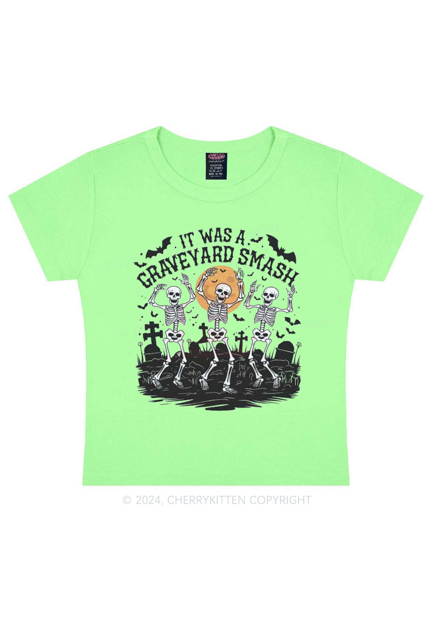 Halloween Graveyard Smash Y2K Baby Tee Cherrykitten