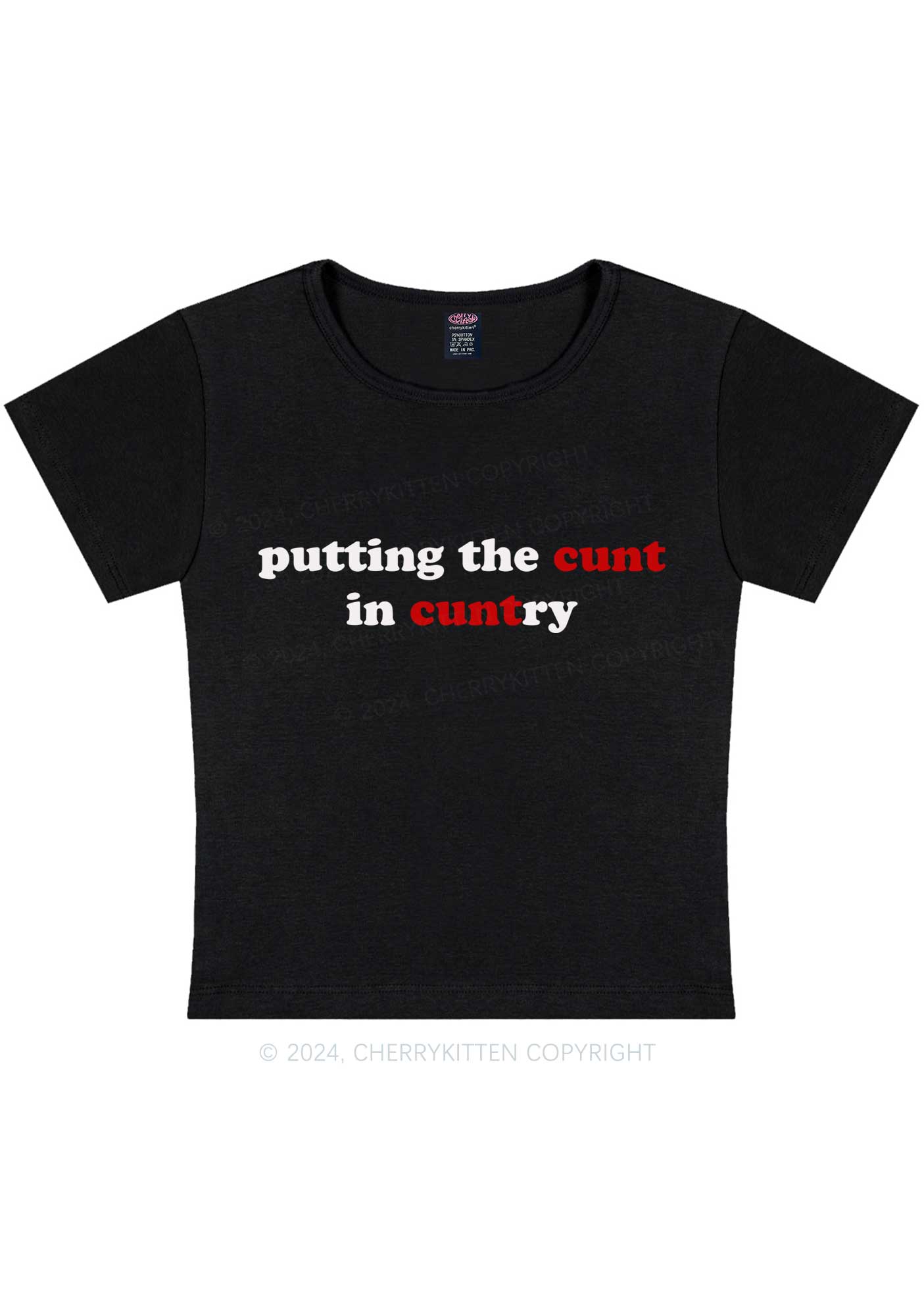 Putting Cxxt In Cuntry Y2K Baby Tee Cherrykitten