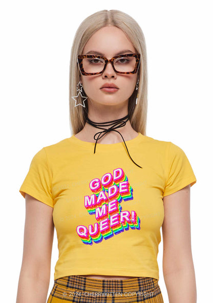 God Made Me Queer Y2K Baby Tee Cherrykitten