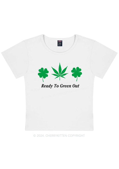 Ready To Green Out St Patricks Y2K Baby Tee Cherrykitten