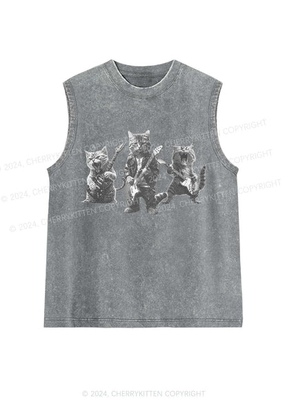 Guitar Cats Y2K Washed Tank Cherrykitten