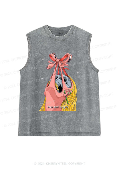 Halloween Skull Gift Y2K Washed Tank Cherrykitten